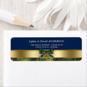 Gold Navy Blue Peacock Feathers Wedding Address Etiket (Insitu)