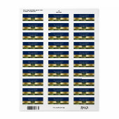 Gold Navy Blue Peacock Feathers Wedding Address Etiket (Full Sheet)