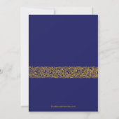 Gold & Navy Blue Photo Afstuderen Invitation Kaart (Achterkant)