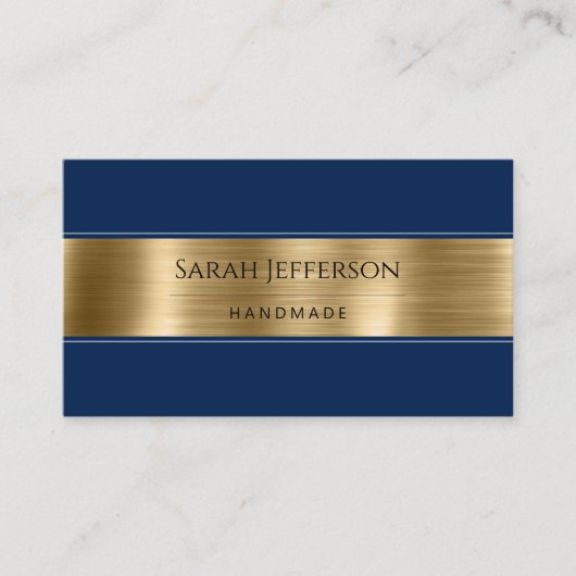 Gold Navy Blue Professional Metallic Elegant QR Visitekaartje (Voorkant)