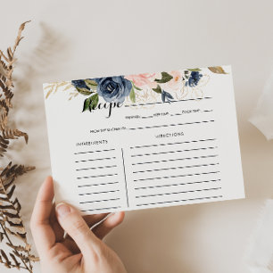 Gold Navy Blue Roze Vrijgezellenfeest Recipe Kaart