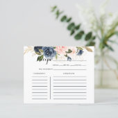 Gold Navy Blue Roze Vrijgezellenfeest Recipe Kaart (Staand voorkant)