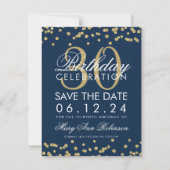 Gold Navy Blue Save Date 30th Birthday Confetti Save The Date (Voorkant)
