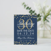Gold Navy Blue Save Date 30th Birthday Confetti Save The Date (Staand voorkant)