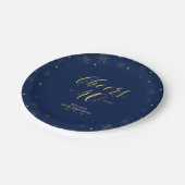 Gold Navy Blue Sparkle Cheers 40th Birthday Party Papieren Bordje (Gekanteld)