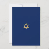 Gold Navy Blue Stripes & Star David | Bar Mitzvah Kaart (Achterkant)