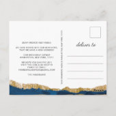 Gold Navy Blue Waterverf Beweging Aankondiging Briefkaart (Achterkant)