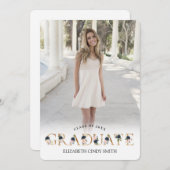 Gold Navy Blush Floral Letter Afstuderen Foto Kaart (Voorkant / Achterkant)