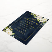 Gold Navy Butterfly 50ste bruiloft Jubileum Folie Uitnodiging (Gedraaid)