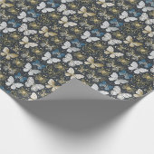 Gold Navy Butterfly Cadeaupapier (Hoek)