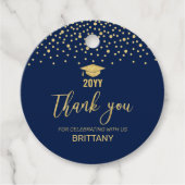 Gold Navy Confetti 2022 Graduation Party - Harteli Bedankjes Labels (Voorkant)