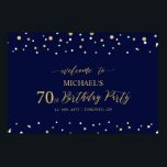 Gold & Navy Confetti 70th Birthday Party Welcome Poster<br><div class="desc">Welkom uw gasten op een speciale feestdag met dit stijlvolle gouden & marineblauwe welkomstbord. Dit poster heeft een moderne typografie" Welkom bij 70th Birthday" en een zeshoek confetti ontwerp. U kunt de naam en de datum aanpassen. Bijpassende uitnodigingen en feestartikelen zijn verkrijgbaar bij mijn winkel BaraBomDesign.</div>