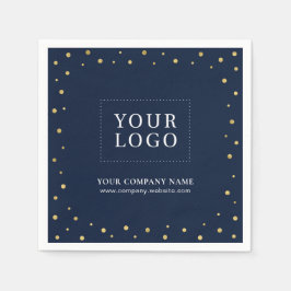 Gold & Navy Confetti Business Promotie Logo Servet
