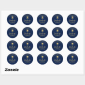 Gold Navy Confetti Graduation Party Favoriet Ronde Sticker (Vel)