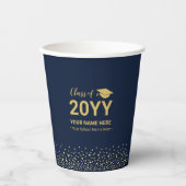 Gold & Navy Confetti Graduation Party Papieren Bekers (Voorkant)