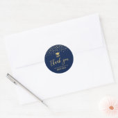 Gold & Navy Confetti Modern Graduation Party Favor Ronde Sticker (Envelop)