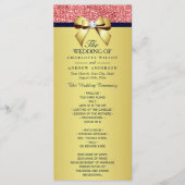 Gold Navy Coral Sequins Bow Wedding Programme Programmakaart (Voorkant)