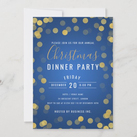 Gold & Navy Corporate-kerstfeest Kaart (Voorkant)