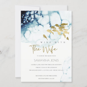GOLD NAVY FISH WINE MET WIFE VRIJGEZELLENFEEST INV BEDANKKAART