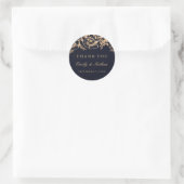  Gold Navy Floral Wedding Dank u Sticker (Tas)
