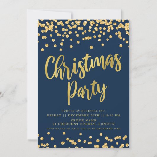 Gold Navy Glitter Business kerst Kaart (Voorkant)
