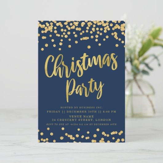 Gold Navy Glitter Business kerst Kaart (Staand voorkant)