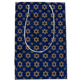 Gold Navy Jewish Stars Design Gift Bag Medium Cadeauzakje (Voorkant)