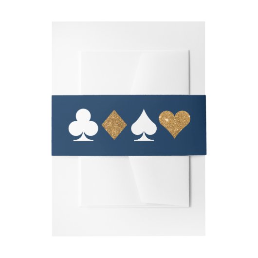 Gold Navy Las Vegas bruiloft uitnodiging buik band Uitnodigingen Wikkel (Voorkant Voorbeeld)