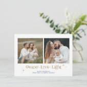 Gold Navy Menorah Peace Love Light Hanukkah Card Kaart (Staand voorkant)