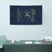 Gold & Navy Modern 50e bruiloft Jubileum Spandoek (Beurs)