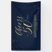 Gold & Navy Modern 50e bruiloft Jubileum Spandoek (Verticaal)