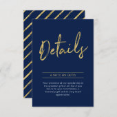 Gold & Navy Modern Adult Birthday Party Insert Informatiekaartje (Voorkant / Achterkant)