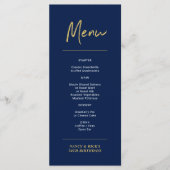 Gold & Navy Modern Lettering Birthday Party Menu (Voorkant)