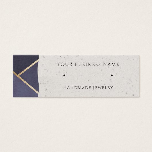 Gold Navy Modern Stud Earning Display Kaarten Mini Visitekaartjes (Voorkant)