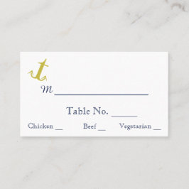 Gold Navy Nautical Anchor Beach bruiloft Plaatskaartje