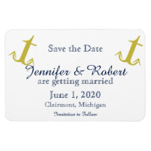 Gold Navy Nautical Anchor Wedding Save the Date
