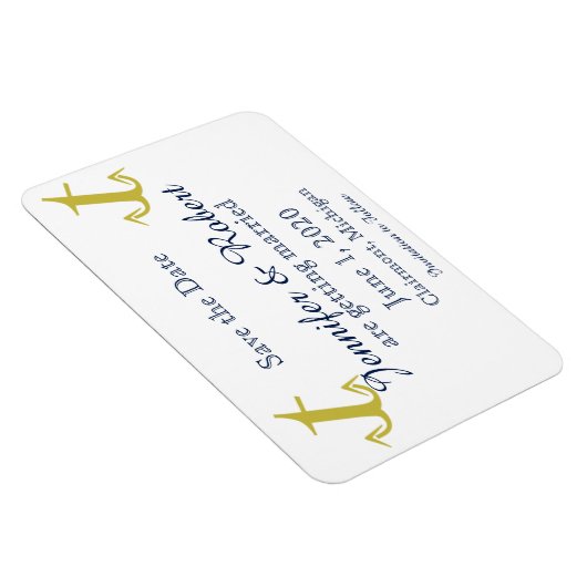 Gold Navy Nautical Anchor Wedding Save the Date Magneet (Rechterzijde)