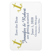 Gold Navy Nautical Anchor Wedding Save the Date Magneet (Verticaal)