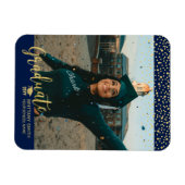 Gold & Navy Photo Afstuderen aangekondigd Magneet (Horizontaal)