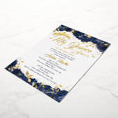 Gold Navy Roos Mis Quince Quinceanera Folie Uitnodiging (Gedraaid)