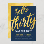 Gold Navy Save Date Dertig Verjaardagsfeest Kaart (Voorkant / Achterkant)