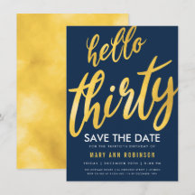 Gold Navy Save Date Dertig Verjaardagsfeest