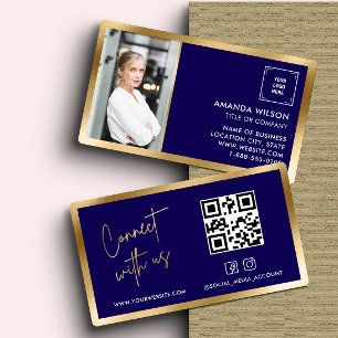 GOLD NAVY Social Media QR Code Foto en Logo Visitekaartje