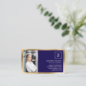 GOLD NAVY Social Media QR Code Foto en Logo Visitekaartje (Staand voorkant)