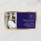 GOLD NAVY Social Media QR Code Foto en Logo Visitekaartje (Voorkant)