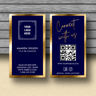 GOLD NAVY Social Media QR Code Foto Professioneel Visitekaartje