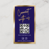 GOLD NAVY Social Media QR Code Foto Professioneel Visitekaartje (Achterkant)