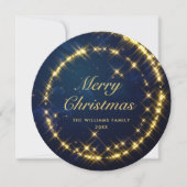 Gold Navy Sparkle Kerstverlichting Feestdagenkaart (Voorkant)