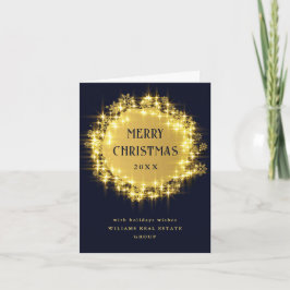 Gold Navy Sparkle Lights Corporate Kerstmis Feestdagen Kaart