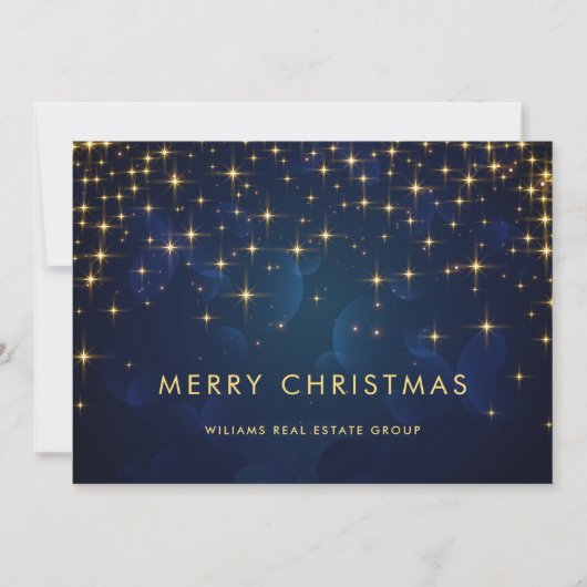 Gold Navy Sparkle Lights Corporate Kerstmis Feestdagenkaart (Voorkant)